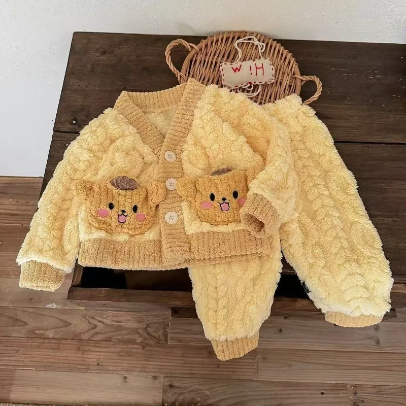 

Kids Winter Flannel Pajama Sets Thermal Fleece Lined Big Kids Cartoon Pajamas with Pockets for Boys Girls Warmth Comfort