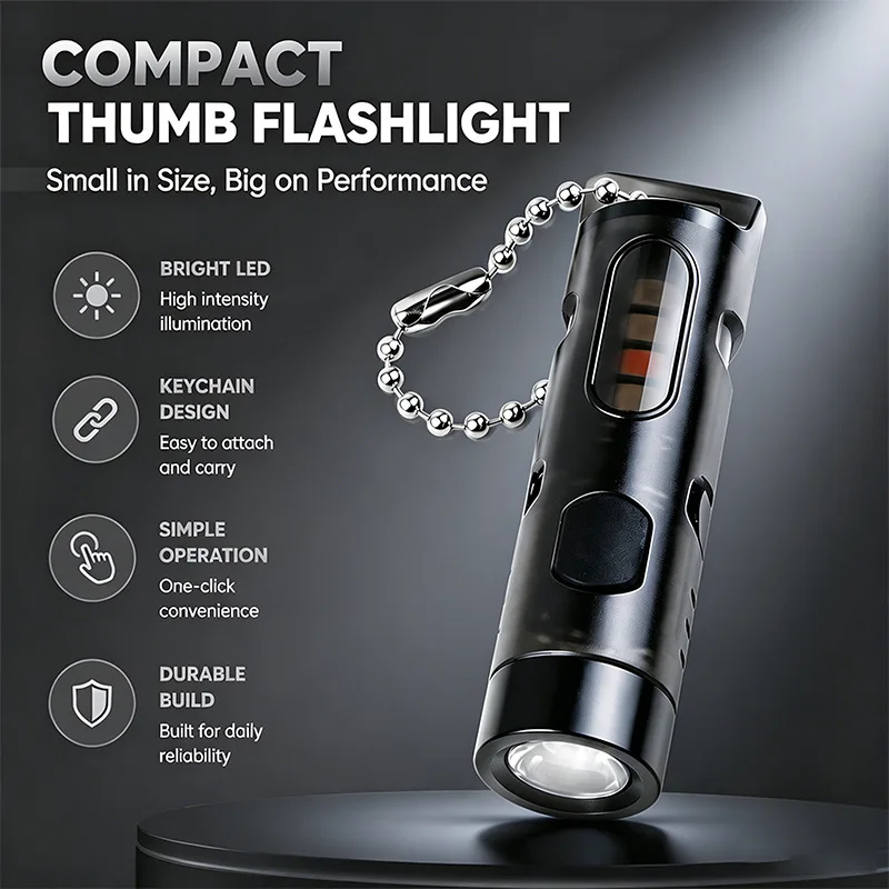 Mini LED Keychain Flashlight USB Rechargeable Torch with pen Clip 7 Lighting Modes Lamps for Outdoor Emergency Work Camping