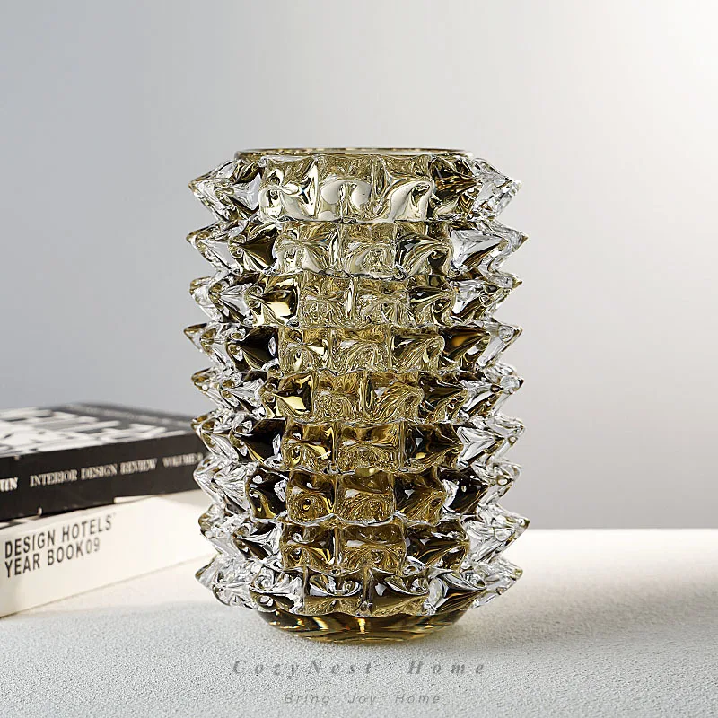 Art crystal glass vase stacking creative flower arrangement ornament home living room entrance decoration flower ware