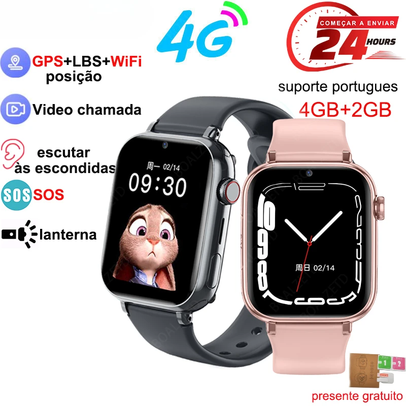 2024 New 4G Kids Smart Watch GPS WIFI Video Call SOS Waterproof Child Smartwatch with Camera Tracker Phone Watch for Girls Boys