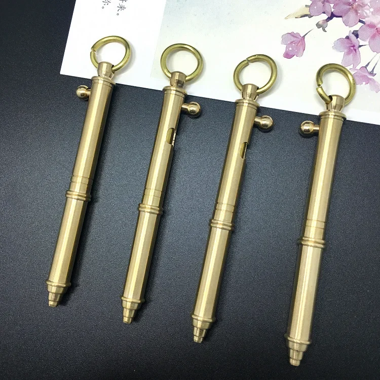 2019 New Arrival 2PCS/set Pure Handmade Ballpoint Pen Mini Brass Machine Gun Pen Bolt Novelty Pens For Writing Stationery