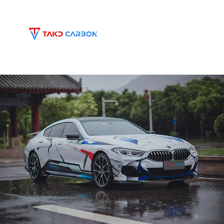 TAKD Carbon Real Car Data Development Dry Carbon Fiber Side Skirts Extensions GEN 1 For BMW 8 Series G16 840i