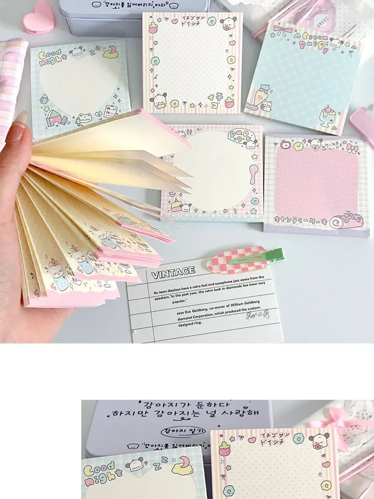 MINKYS 50 Blatt Kawaii Welpen, quadratische Notizblöcke, Papier, To-Do-Liste, Tagebuch, Notizpapier, DIY-Material, Schreibwaren – Detail 7