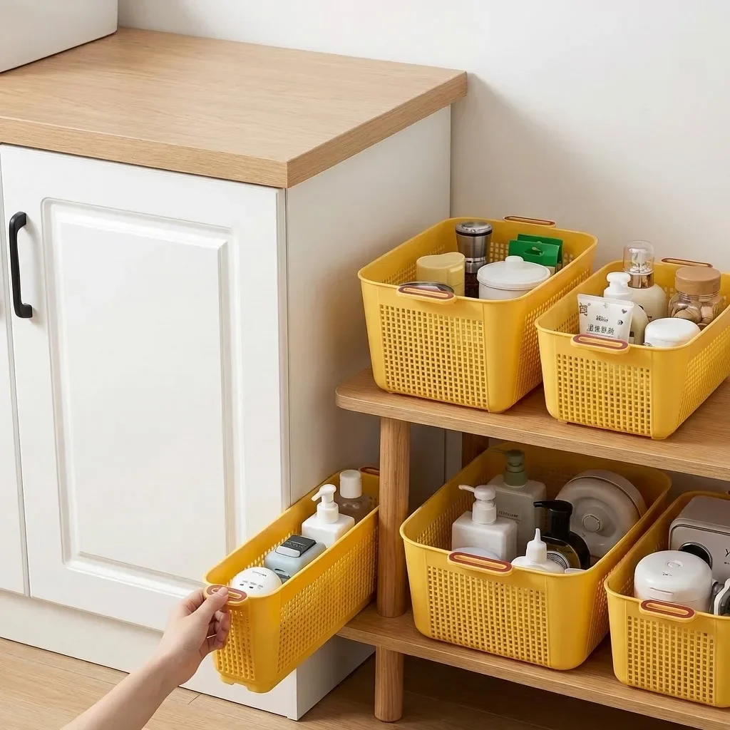 1/2/4PCS Snack Toy Sundries Storage Basket Plastic Clothes Storage Box Multifunctional Stackable Bedroom Wardrobe Organizer