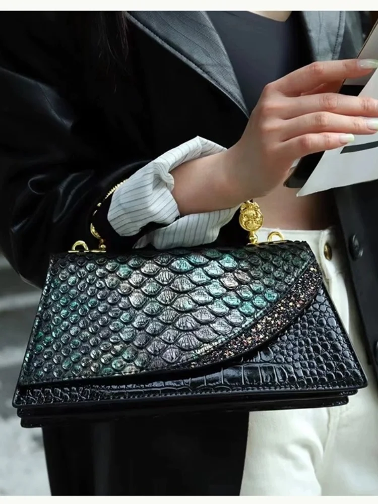 

Luxury Bags Advance Sense Of Women's Handbag Vintage Style Serpentine Print Messenger Bags For Ladies Crossbody Dinner Party