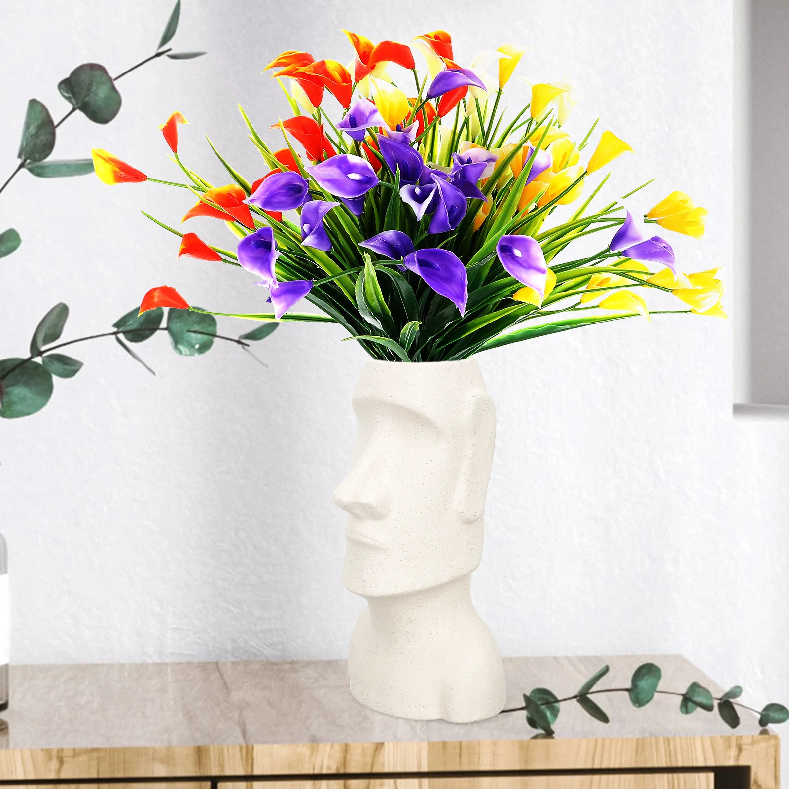 

12 Bundles Artificial Plastic Flowers Faux Plant DIY Bouquet Home Decoration Bedroom Living Room Balcony