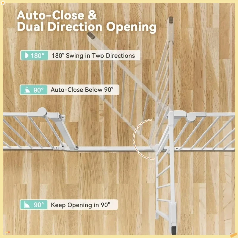 80" Extra Wide Auto Close Pet Gate, Walk Through Dog Gate for Babies & Pets, Stairs/Doorway Safety