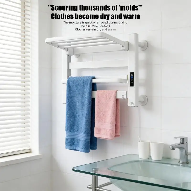 

Электрический полотенцесушитель с быстрым нагревом для компактной ванной комнаты, белый дизайн с правой розеткой, алюминиевая В,