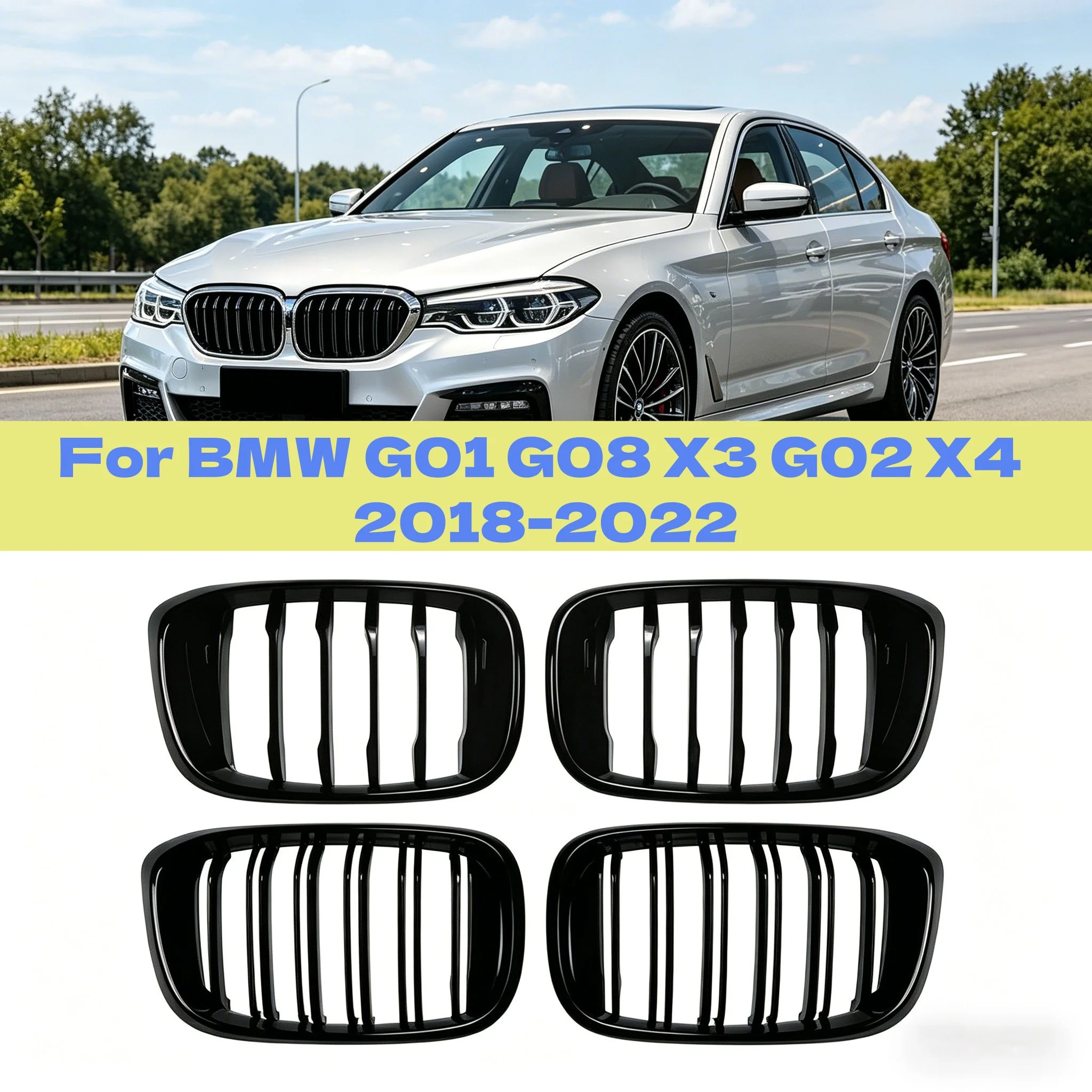 

Car Front Kidney Grille Replacement Single Double Grill Grille For BMW G01 G08 X3 G02 X4 2018-2022 Front Grille
