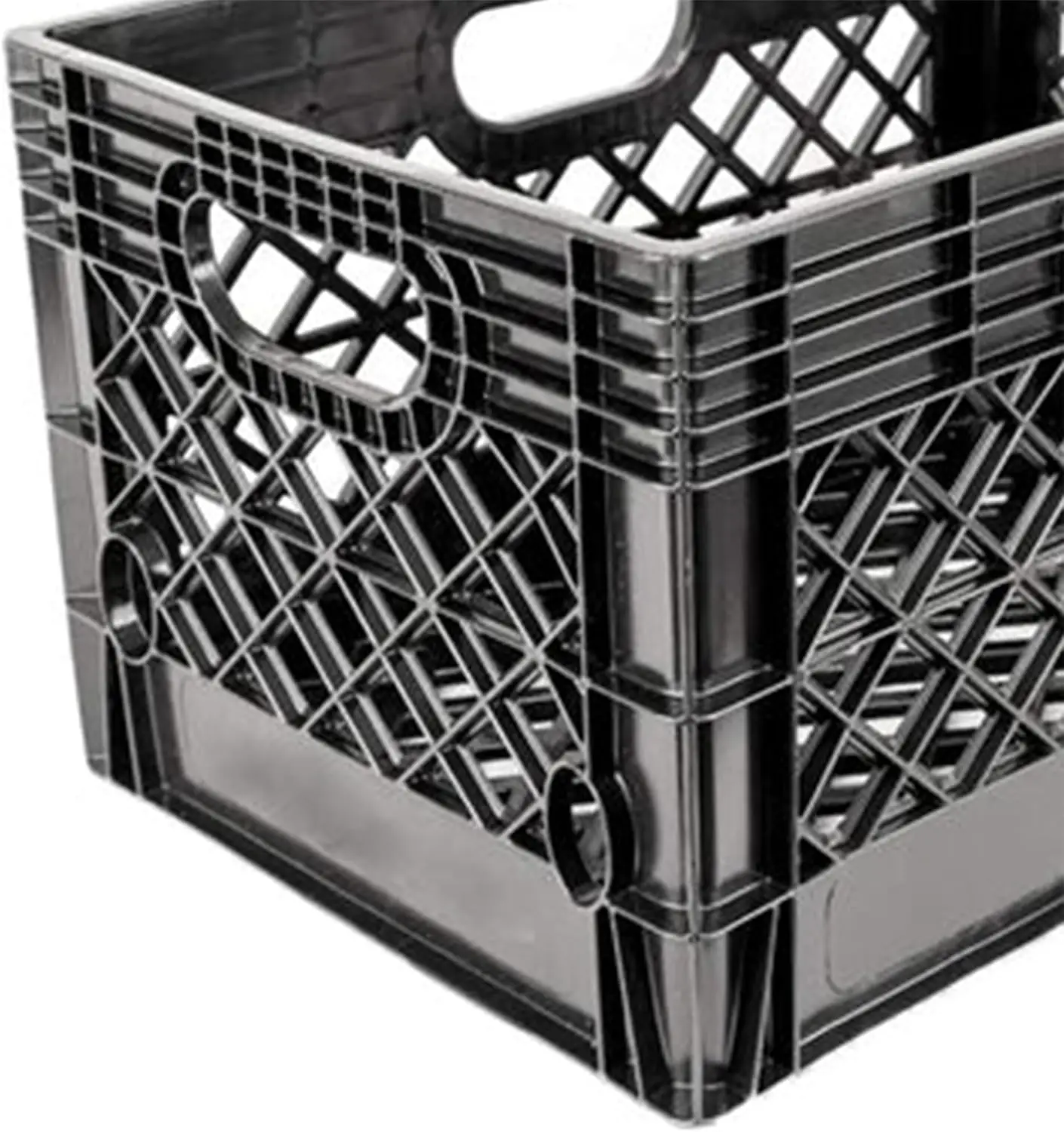 24 Quart Storage Crate, Milk Crate Plastic Basket w/ 4 Handles, Organizer Bins for Office Storage Organization, 6-Pack, Black