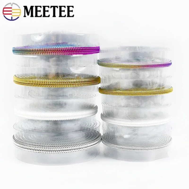 

2/5/10M Meetee 3# 5# PVC Zipper Tape Nylon Zippers Raincoat Waterproof Transparent Zip Bag Clothing Decor Zips Repair Accessory