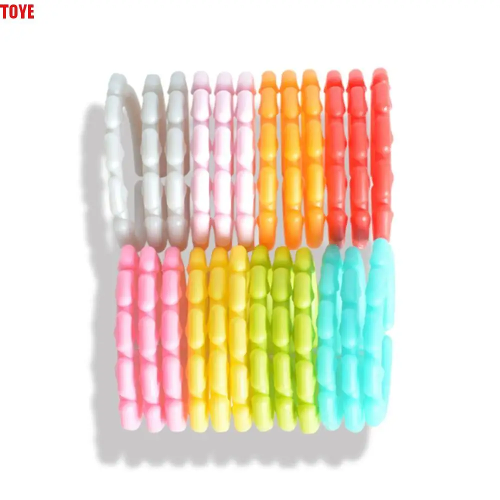 

24pcs/set Stroller Plastic Connecting Rings Early Education Food Grade Teething Rings for Babies Clip on Multifunctional