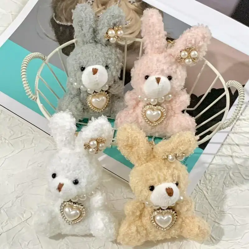 

Sweet Cartoon Plush Collection: Long-eared Rabbit Stuffed Keyring for Females, Y2K Backpack Pendant and Phone Charm Gift