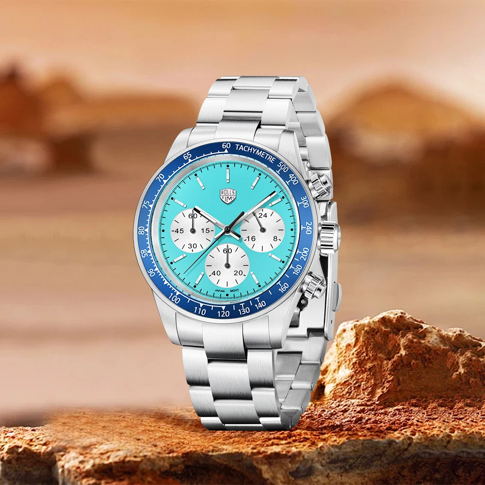 RollsTimi Ontwerp Nieuwe Heren Horloge Quartz Horloges Voor Man Luxe Lichtgevende Synthetische Saffier Spiegel Horloges Roestvrij Stalen Klokken