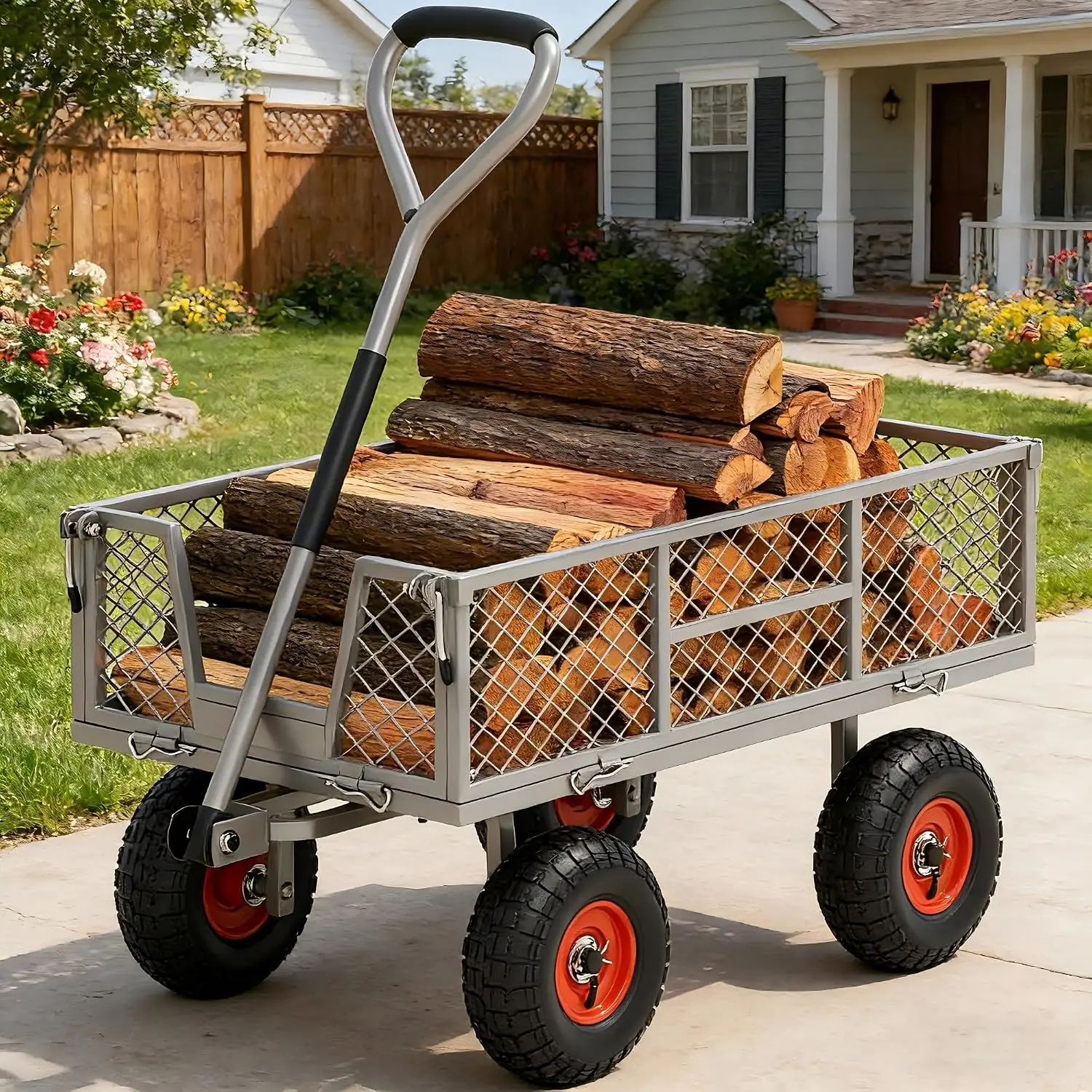 Steel All Terrain Tires 900 Lb Heavy Duty Garden Wagon Cart