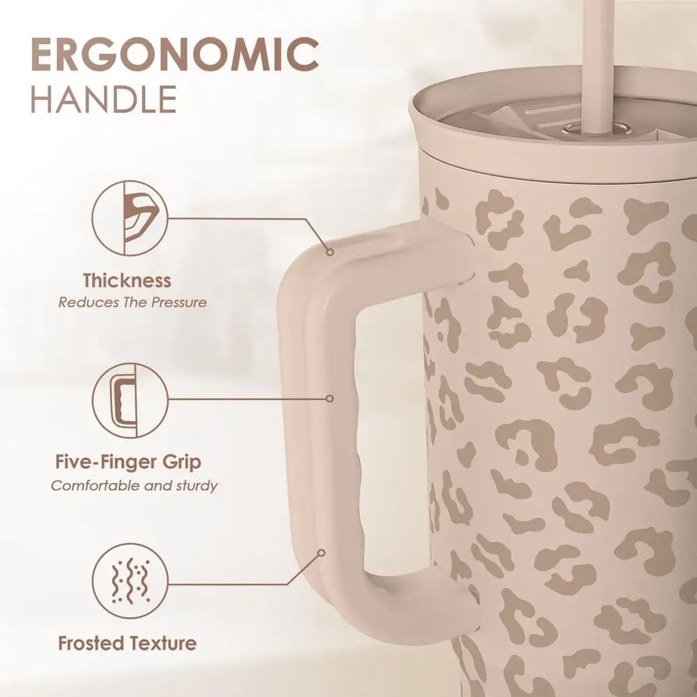 Taza de viaje de leopardo con aislamiento de acero inoxidable, 40 oz, regalo perfecto para mujeres y niñas