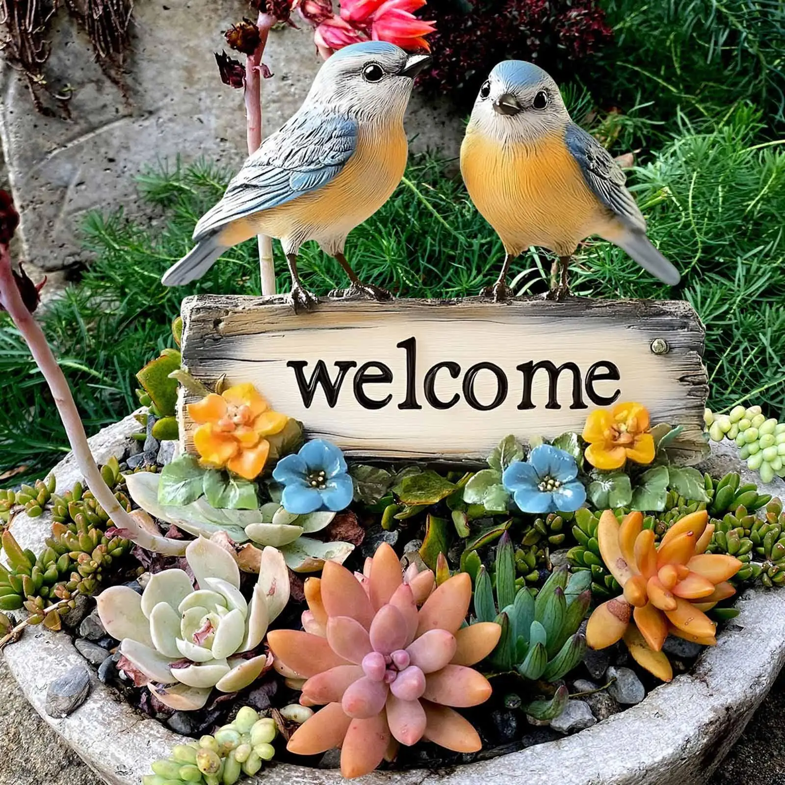 PVC Bird Statue Garden Stake Decorative Yard Plaque Lawn Sign for Outdoor Gardens Decoration
