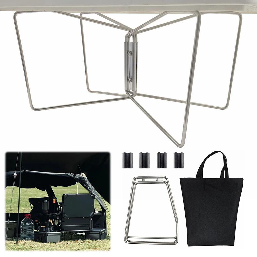 

Folding Outdoor Storage Boxes Shelves Stainless Steel Portable Storage Box Bracket Multifunctional for Travel Cooking
