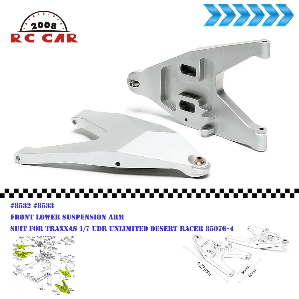 

Update Parts #85076 #8532 #8533 WHITE Alloy Front Lower Suspension Arm for RC Car 1/7 Traxxas UDR Unlimited Desert Racer