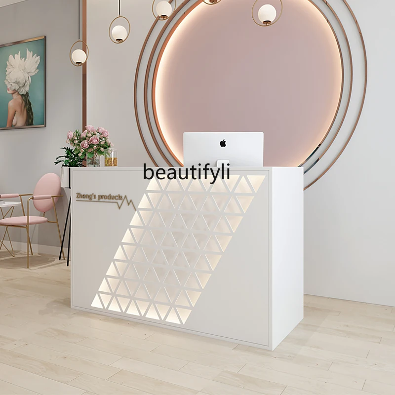 

Modern beauty salon clothing store cashier paint bar counter clinic front desk nail salon reception