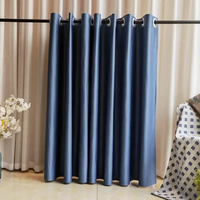 Amaon Hot Sale Double Layer Window Curtain with Grommets Ready-Made Living Room Polyester Fabric Blackout Curtains