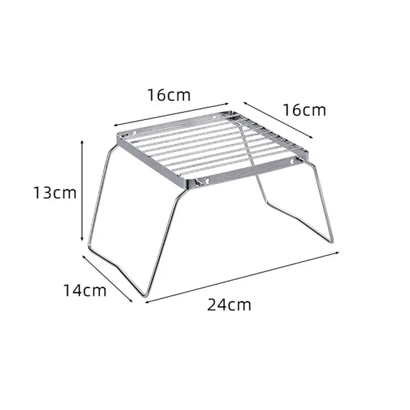Outdoor Stainless Steel Stove Holder Camping Portable Folding Mini Barbecue Rack Set Pot Holder Baking Tray Holder