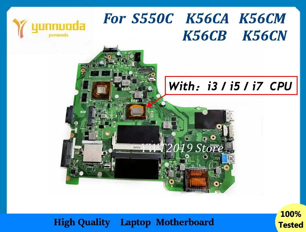 K56CM  For ASUS S550C K56CA K56CM K56CB K56C Laptop Motherboard  With I3 I5 I7 CPU  GPU  100% tests GOOD