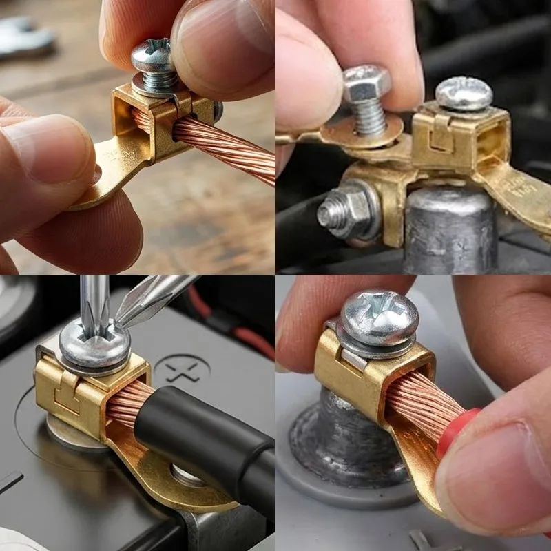 Car Battery Terminal Blocks with Terminal Collet Set Accessories Connectors Solid Copper Crimp Connectors Replacement Battery view 6
