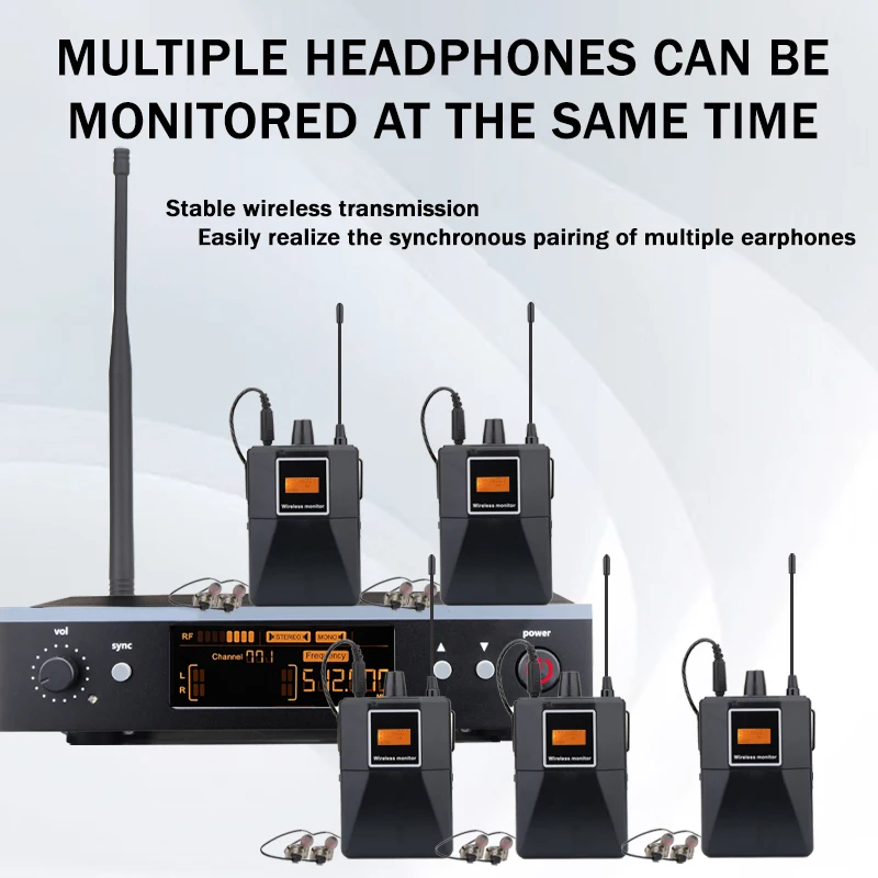 نظام مراقبة لاسلكي في الأذن من الدرجة الاحترافية مع تردد أحادي UHF، للمرحلة/الفرقة/الطبل/الحفل الصغير ﻿