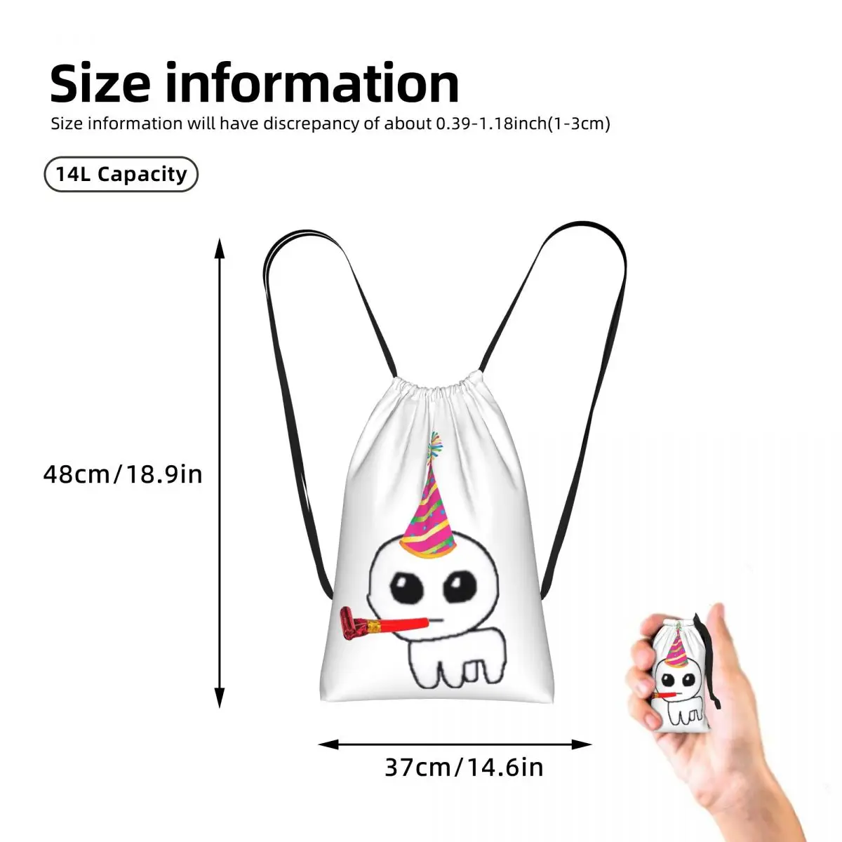 TBH Autism Creature Meme Yippee Drawstring Backpack hiking cycling Bag Portable Travel Drawstring Bag for Men Women