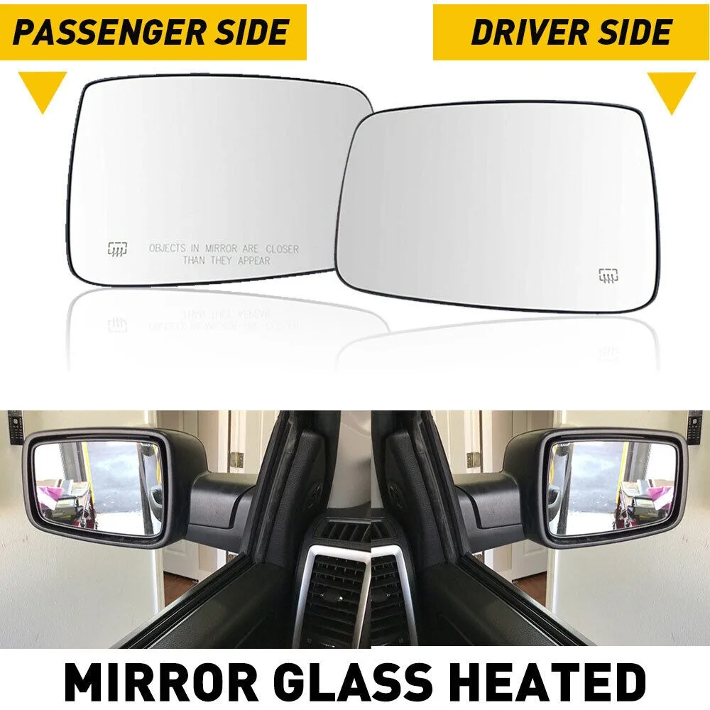 

1 Pair Heated Auto Side Mirror Glass for Dodge Ram 1500 2500 2010-2019 Left Right Replacement