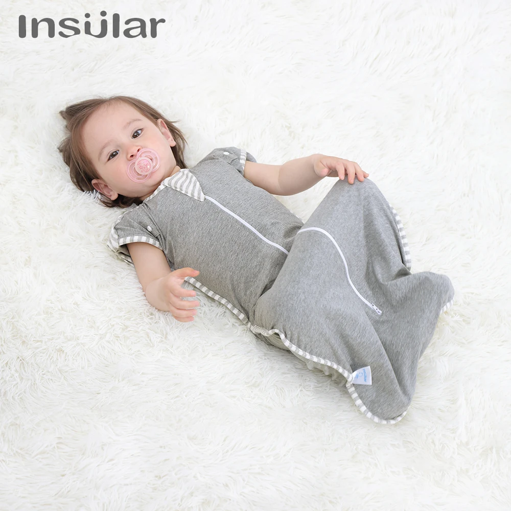 INSULAR Baby Sleeping Bags Newborn Anti-shock Swaddle Infant Cotton Elastic Swaddle Sleeping Sacks Sleeveless 4 Seasons