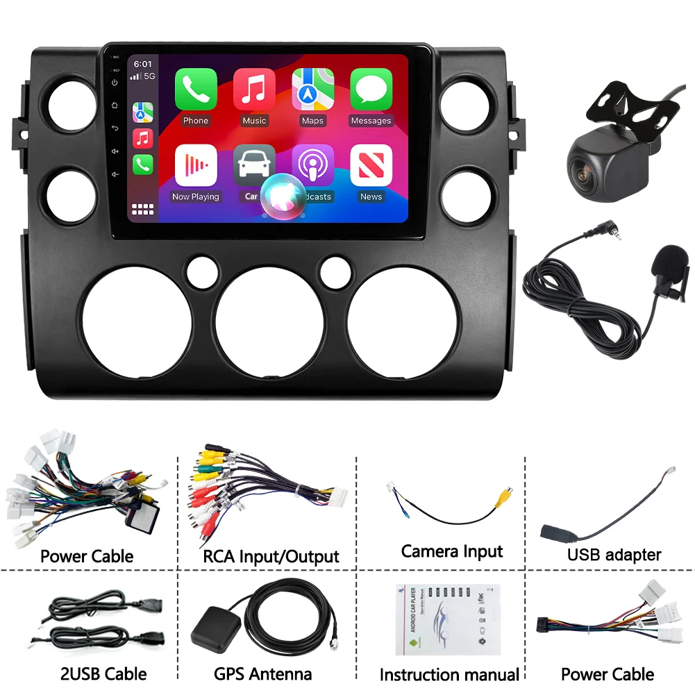 9in Car Stereo Radio for Toyota FJ Cruiser 2006-2020 Android15 with Carplay/Android Auto SWC GPS Navi 720P Backup Camera 4+64GB