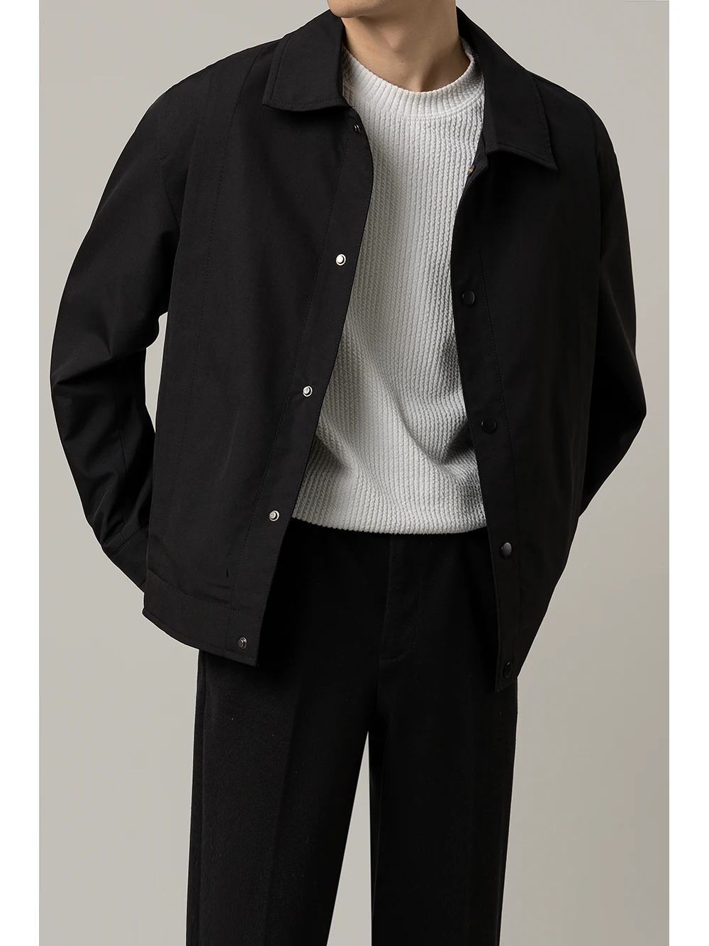 Men's Casual Loose Fit Business Jacket Spring Autumn New Style Short Coat Trendy Collar Men's Topwear Polyester Material