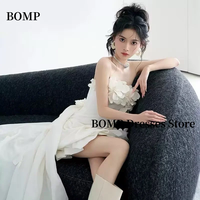 BOMP apliques vestidos de novia de Corea sesión de fotos sin mangas mini-longitud por encima de la rodilla vestido de noche de fiesta formal personalizado nnetzo