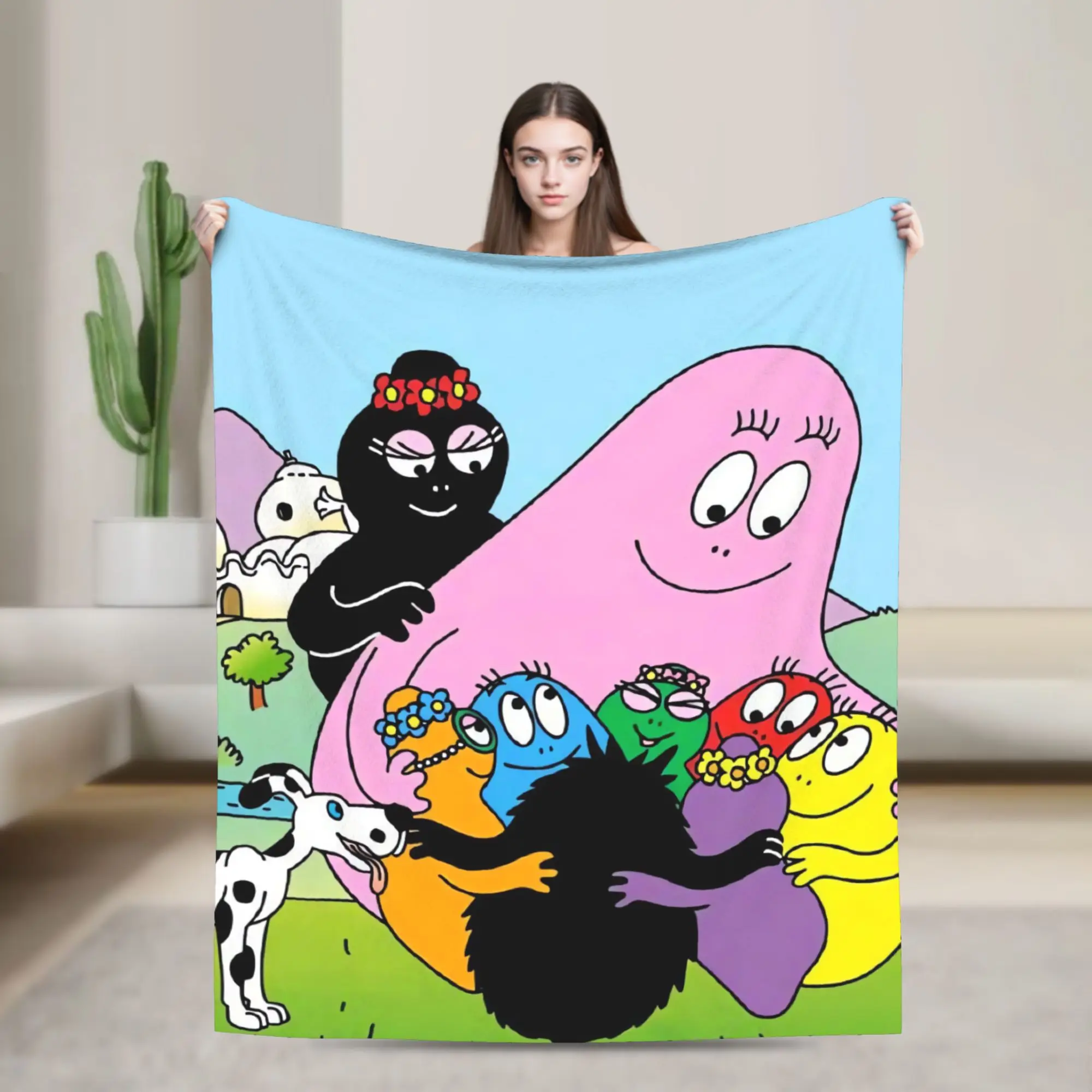 Barbapapa Barbamama Flannel Blanket  Soft Warm Throw Blanket for Outdoor Decorative Print Bedspread Sofa Bed Cover