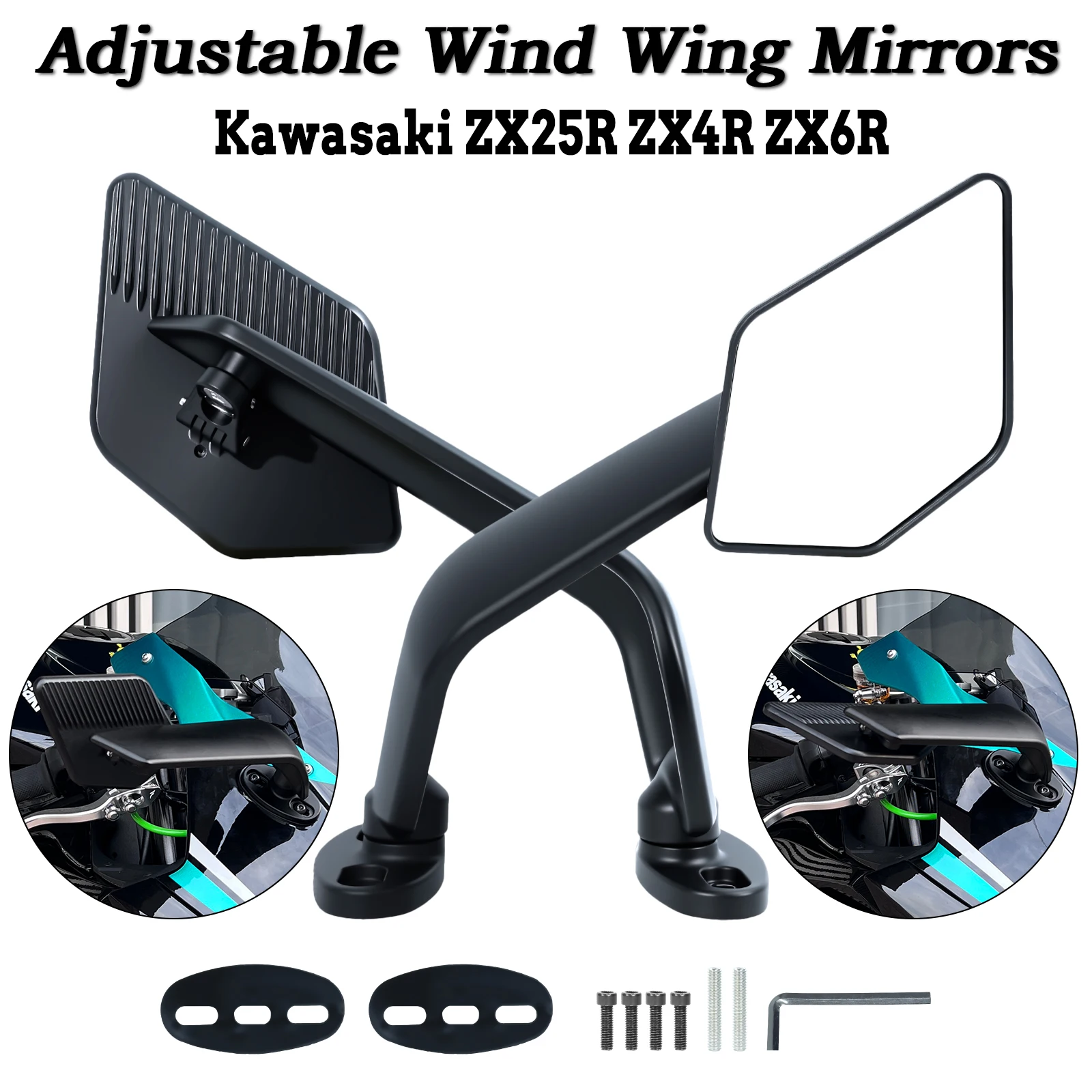 

Ninja 636 ZX-6R Side Wing Mirrors For Kawasaki ZX25R ZX4R ZX6R Motorcycle Rearview Mirrors ZX-6R Adjustable Rearview Mirrors