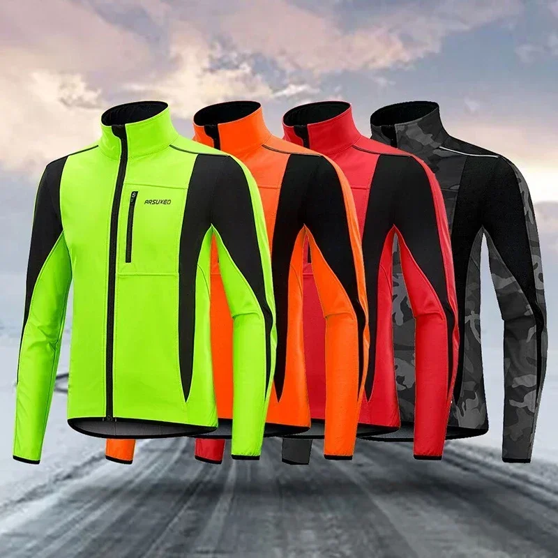 Cycling Jacket Men Warm Fleece Winter Outdoor Jacket Waterproof Reflective Men's Long Sleeve MTB Road Bike Cycling Jerseys Coats