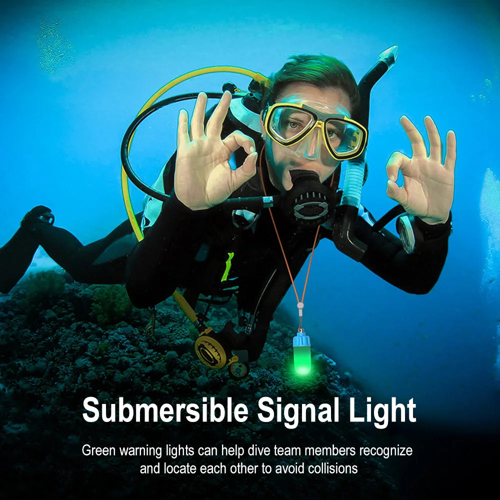 Mini baliza estroboscópica de buceo subacuática de 150M, luz de señal de buceo con batería LR44, luz intermitente de buceo nocturno