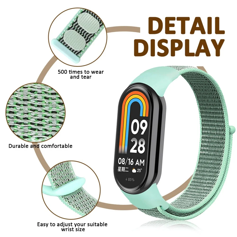 Nylon-Schlaufenarmband für Xiaomi Mi Band 11 10 9 8 Armband Ersatzarmband Xiaomi Smart Band 11 10 9 8 NFC Handgelenksband – Detail 3