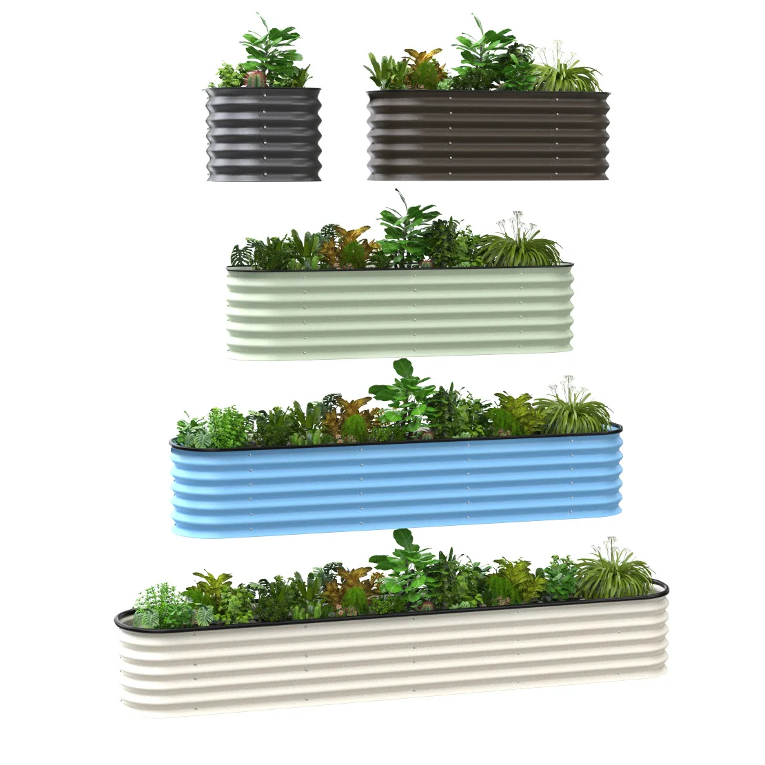 

11 Inch High Modular Metal Raised Flower Bed Large Oval Outdoor Patio or Garden Grow Box