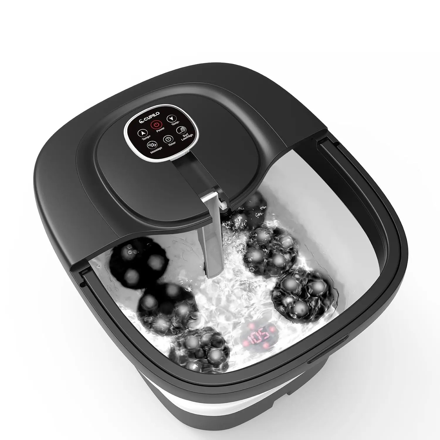 

Electric Foot Spa Bath with Heat, Shiatsu Massage Balls, Remote Control, Foldable Design for Stress Relief