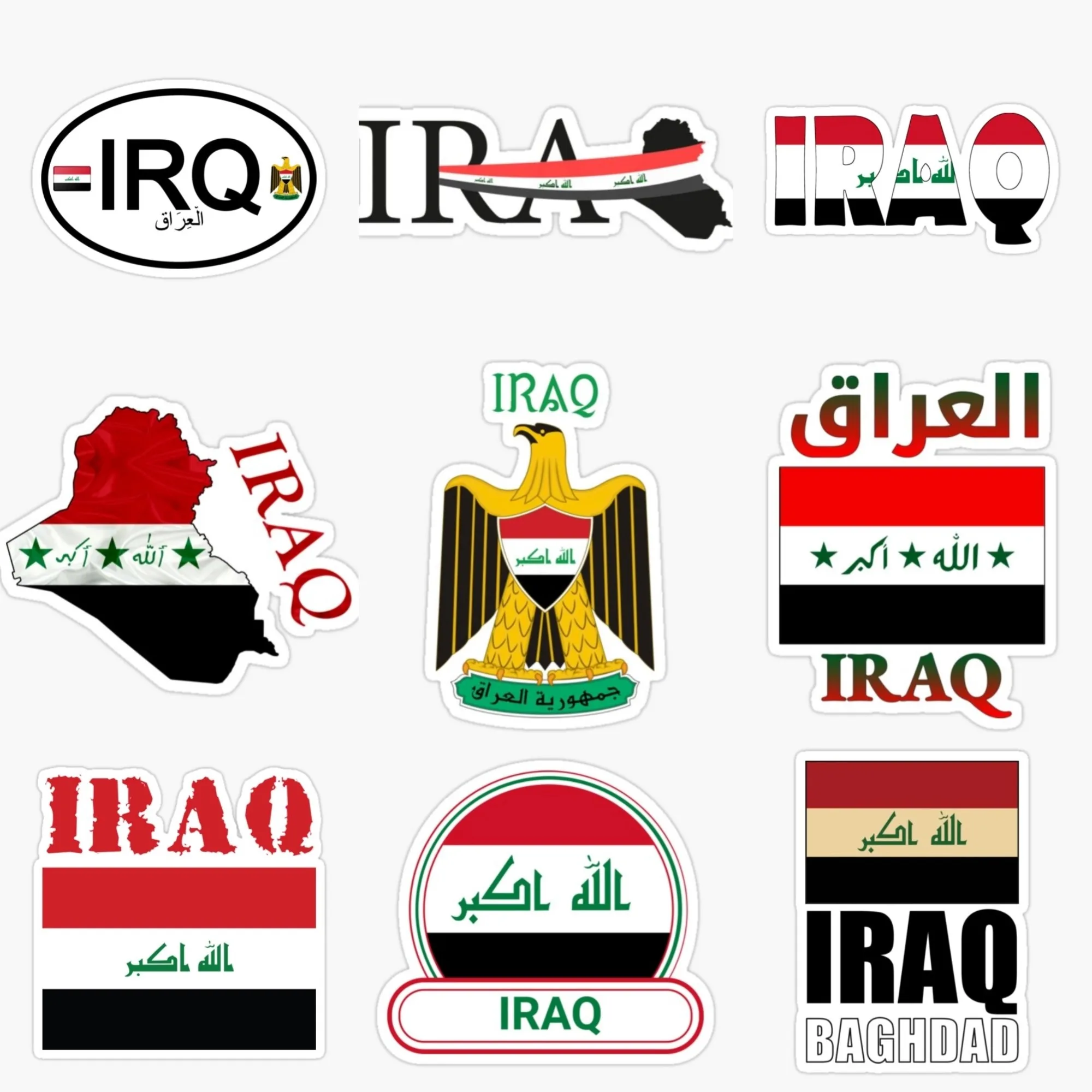AliExpress Iraq Flag Map National Emblem Creative PVC Sticker for Decorate Car Bicycle Helmet Motorcycle Window