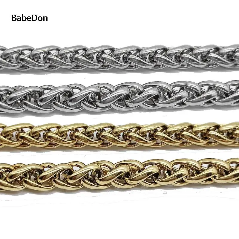 BabeDon 3MM-8MM STAINLESS STEEL TWIST LONG CHAIN NECKLACE FOR MEN Neck Punk Jewelry Pendant Accessories Male Chains