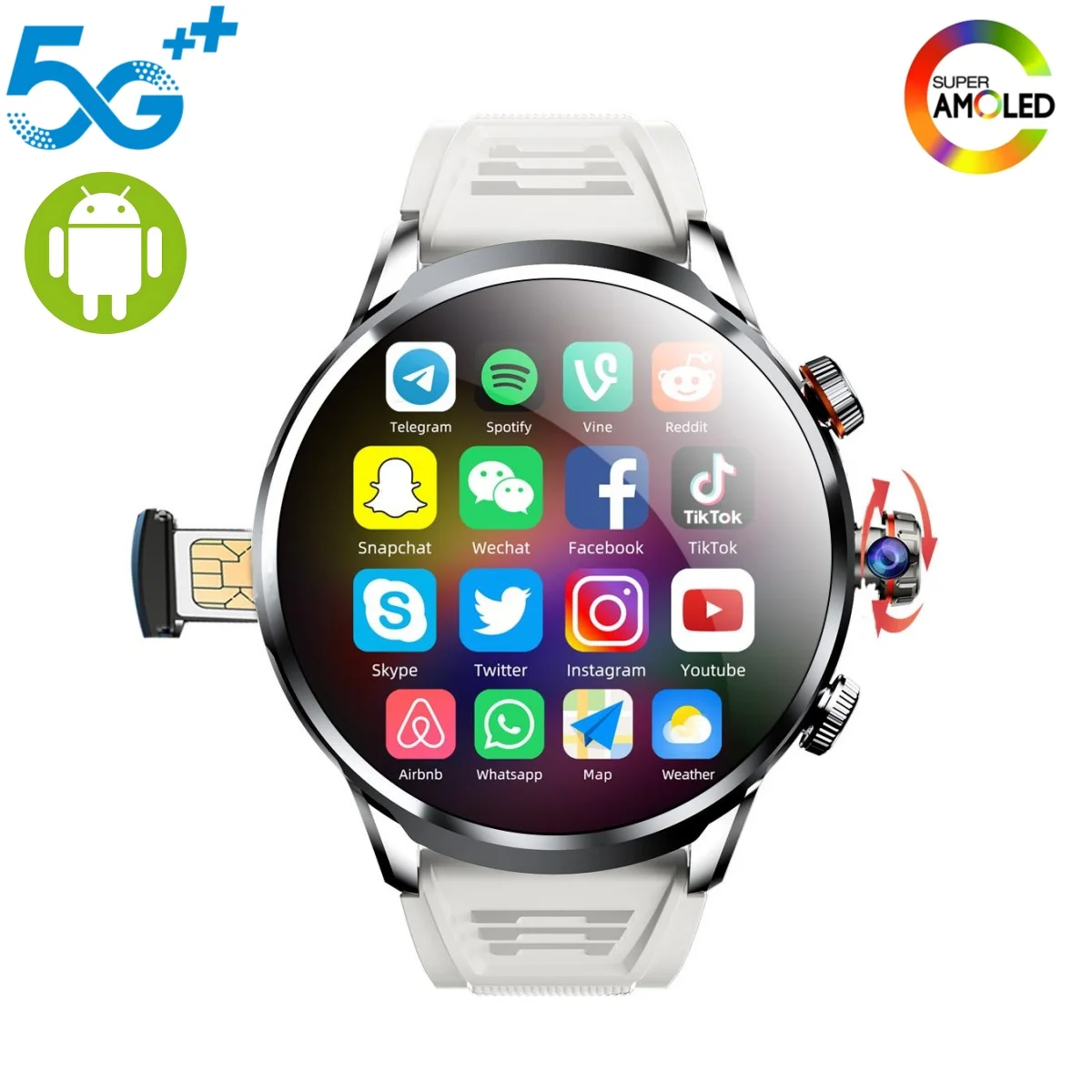 

Goldenspike H18 Pro Smart Watch With 190° Pull and rotate 9MP HD Camera Sim Card GPS WIFI 256GB Storage 1.95'' Amoled Smartwatch