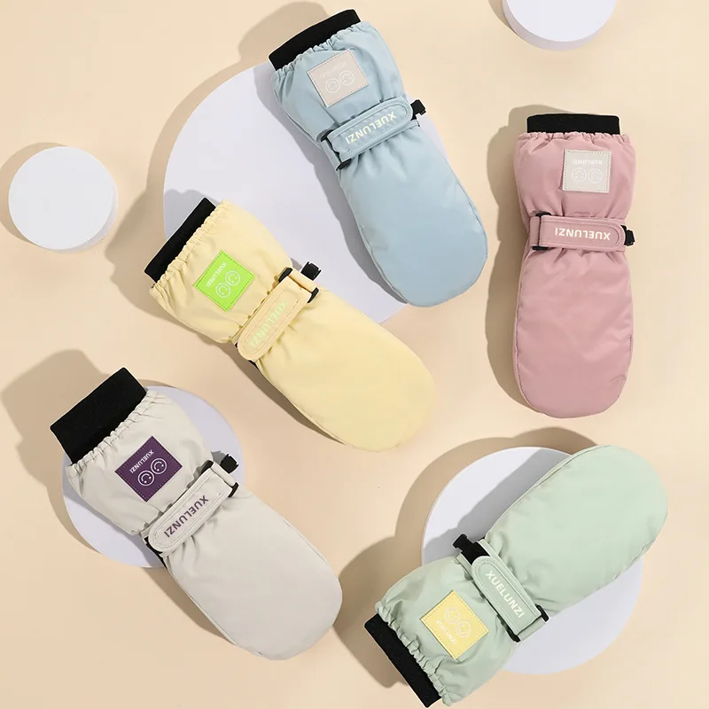 

Детские лыжные перчатки, варежки с 5 пальцами, водонепроницаемые, регулируемые, на липучке, теплые перчатки для сноубординга для мальчиков и девочек, зимние зимние виды спорта на открытом воздухе