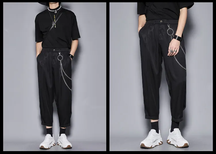 High Quality Material Cut Japanese Style Pants British Style Cropped Pants Men's Micro Wide Leg Daddy Pants Casual Pants
