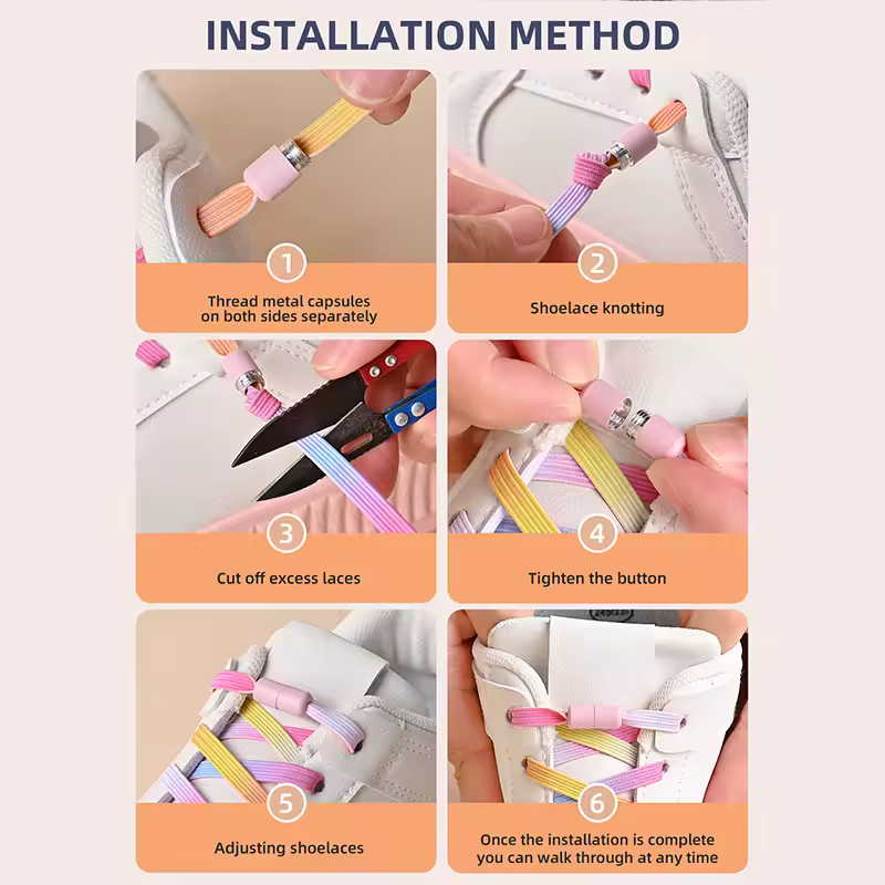 1Pair No Tie Shoe Laces Colorful Buckle Shoelaces Pearl Light Colorful Fashion Without Ties Elastic Laces Sneaker Kids Adult - Image 4