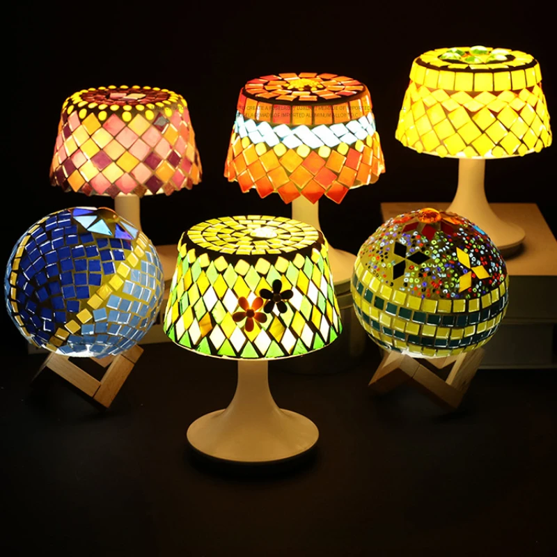 Mosaic Making Kit DIY Mosaic Table Lamp Handmade Material Pack Türkiye Lamp Puzzle Making Night Lights Mother's Day