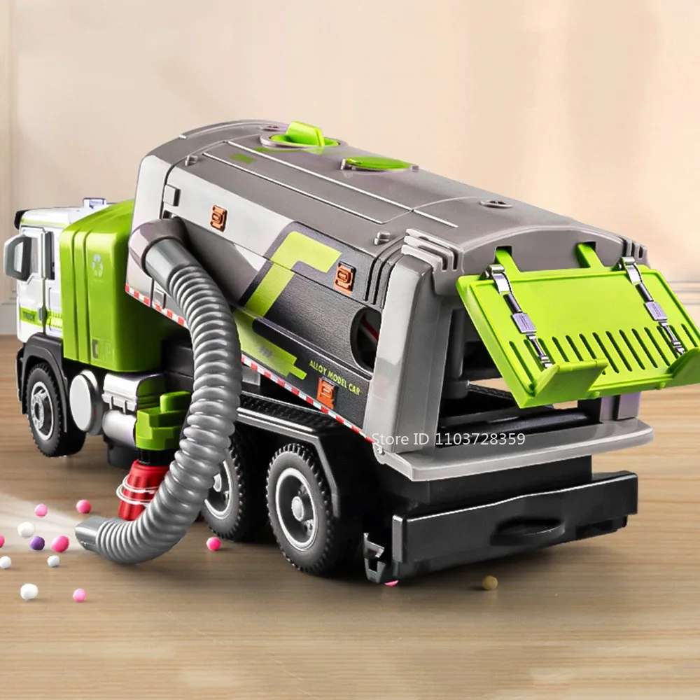 

1:50 Electric Sweeper Model Toy Cars Alloy Diecast Garbage Trucks Sound Light Doors Opened Engineering Vehicles for Kids Gifts